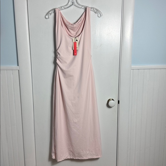 NWT Popilush Shapewear Boatneck Draped Sculpting Maxi Dress Baby Pink Size Small - Picture 5 of 11